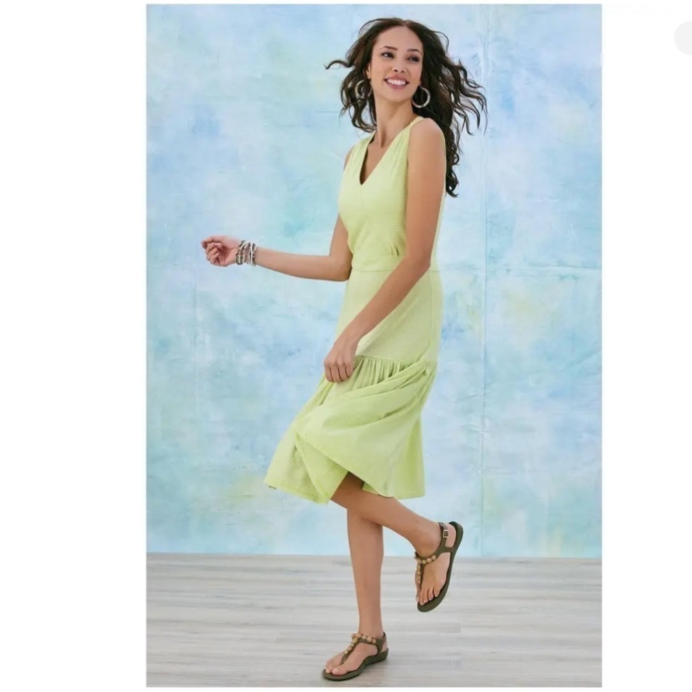 Soft Surroundings Claudia  Dress Plus Size 3X Sleeveless Boho Faux Wrap Tier NEW